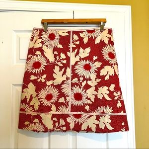 Floral Cream & Red Ann Taylor Loft mini skirt